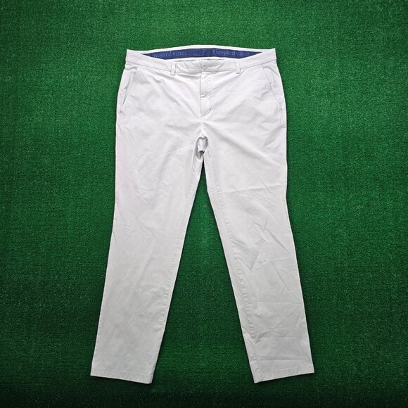 Vineyard Vines Pants Mens 40x32 Beige‎ Chino Performance Flat Front Casual - Picture 1 of 14